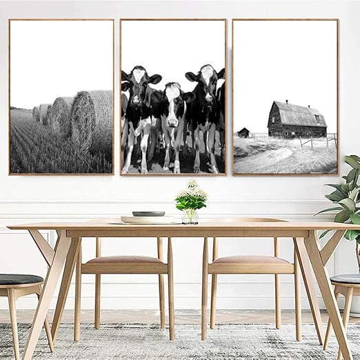 Minimalist Farmhouse Animal Canvas Painting Barn Photography Wall Art