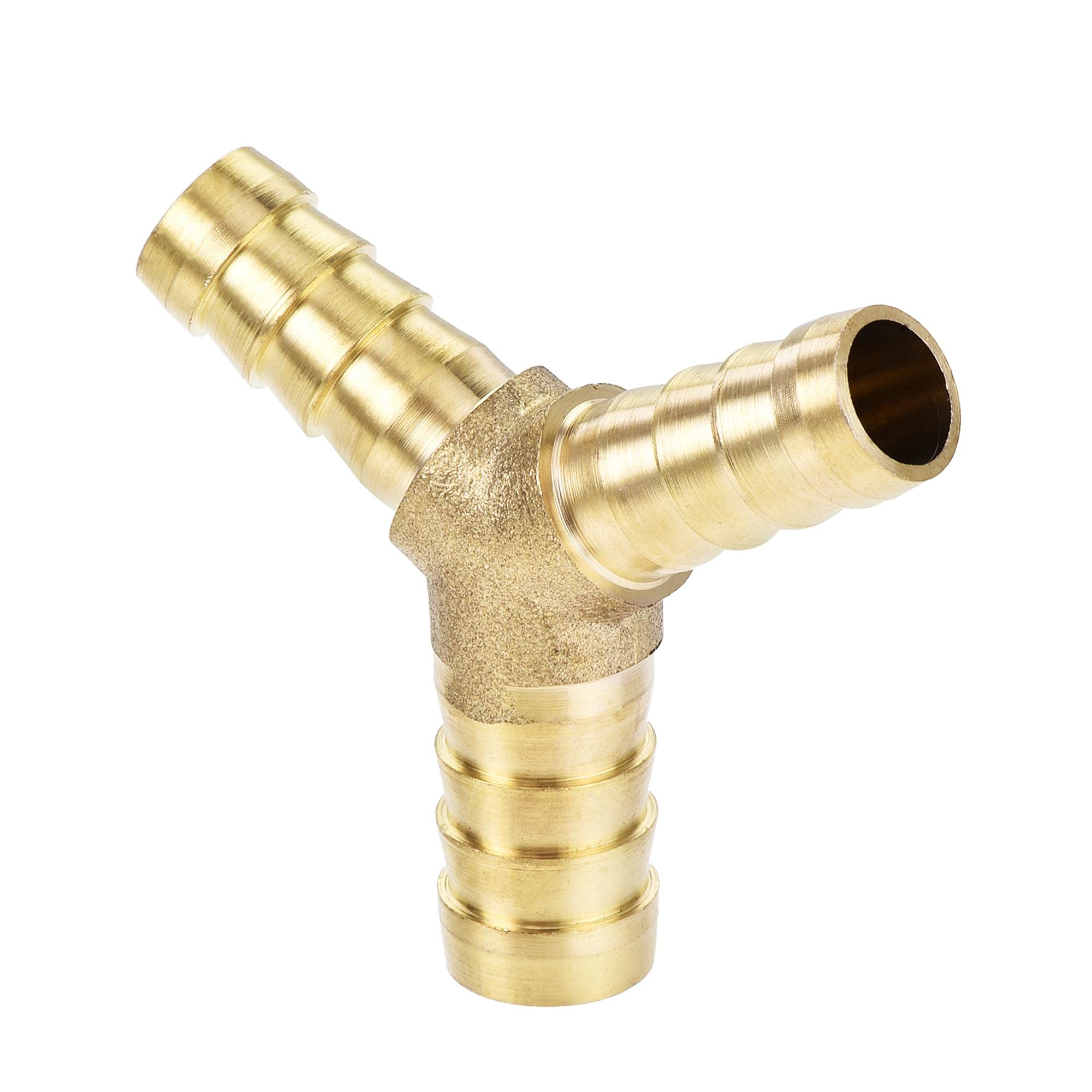 sourcing map Reducing Barb Hose Fitting Y Shape Pipe Connector Brass 1/2" x 3/8" x 3/8"