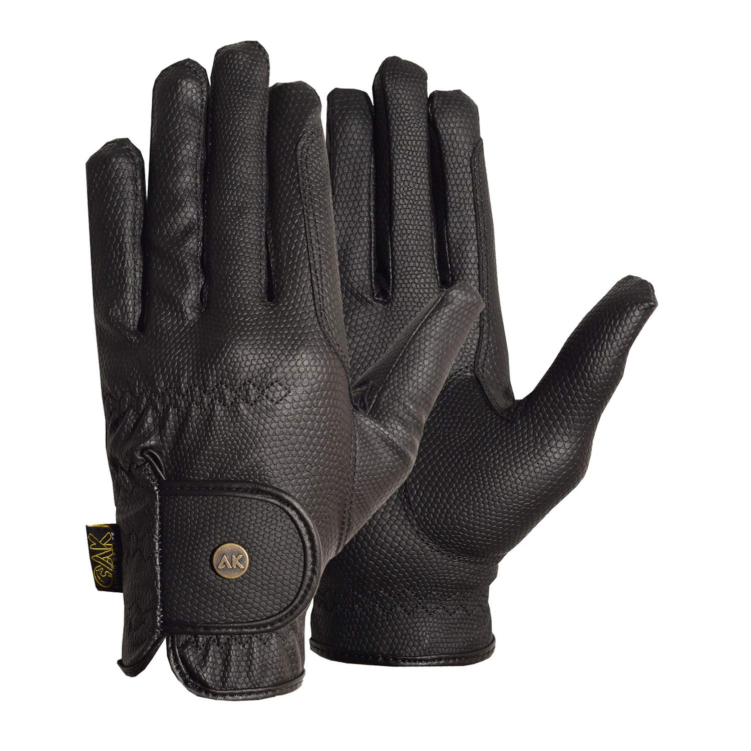 AK Synthetic Grip Horse Riding Gloves All Season Unisex Equestrian Gloves (Black, XL)