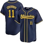 Custom Mens/Women/Youth Milwaukee Navy Jackson Chourio Baseball Stitched T-Shirt for Sports Fan