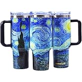 Jormungand 40 oz Tumbler with Handle and Straw Stainless Steel Vacuum Insulated Water Bottle for Hot or Cold Beverages Coffee Mug with Leak Proof Lid Gift for Women&Men Starry Night 1