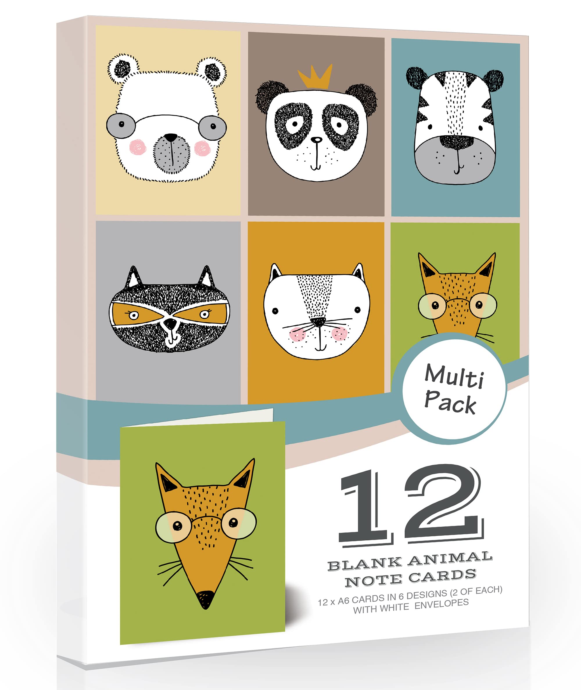 Olivia Samuel 12 x Blank Note Cards & Envelopes Cards and Envelopes Recyclable. Cute Animal Designs.