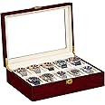 SONGMICS Watch Box, 10-Slot Watch Case with Large Glass Lid, Removable Watch Pillows, Velvet Lining, Watch Box Organizer, Gift for Loved Ones, Cherry Color UJOW10C