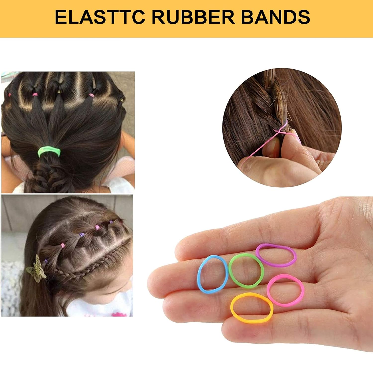 Molizummy 1500PCS Hair Ties, Color Elastic Rubber Hair Bands for Women Baby Girls Toddlers, Soft Fashion Hair Styling Accessories Ponytail Holders : Beauty