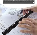 30CM Aluminium Ruler Raised Grip Metal Craft Cutting Safety view 6
