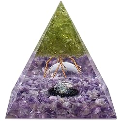 mookaitedecor Peridot Tree of Life Orgone Pyramid