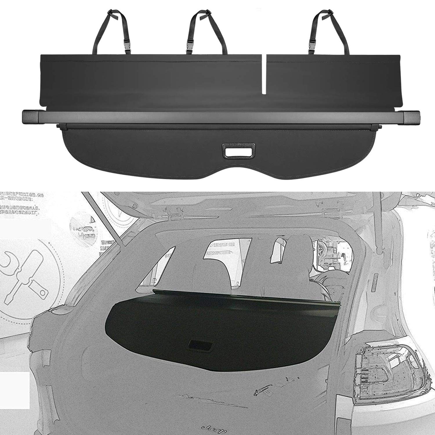 Trunk Cargo Cover For Jeep Grand Cherokee 2011-2018 2019 2020 Black Retractable Rear Cargo Security Shield Shade All Weather?Updated Version:There is No Gap Between The Back Seat?
