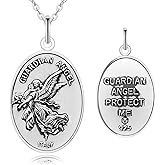 VENICEBEE® Guardian Angel Solid 925 Sterling Silver Pendant Protect Me Medal Protection Charm Beautiful Necklace + Velvet Pouch, Polishing Cloth - Fine Gift