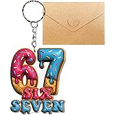 DALIVETO 67 Meme Keychain - Funny 6 7 Keychains - Backpack & Bag Charm Accessory - Trendy Six Seven Gift for Teens Kids