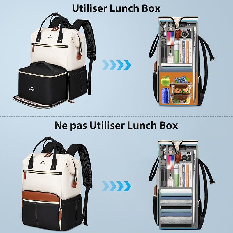 Sac à Dos Repas Isotherme Déjeuner Femme, 15,6" Sac à Dos College