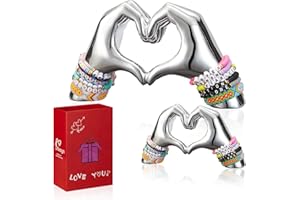 Nxsyn 2Pcs Heart Hands Statue - Love Finger Sculptures for Modern Aesthetic Home Decor: Perfect Living Room, Bedroom and Office Display - Elegant Wedding Gift for Love and Anniversaries(No Bracelets)