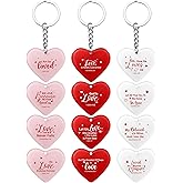 Tondiamo 60 Pcs Valentine Heart Christian Keychain Gifts Bulk Religious Pink Red White Valentine's Day Inspiring Quote Bible Verse Keychains Crafts for School Church Classroom Friends Gifts