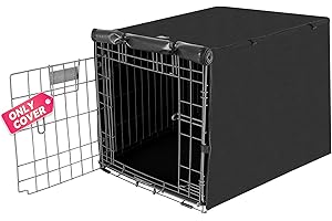 Seiyierr Dog Crate Cover, 36 Inch Pet Kennel Universal Fit for Wire Cage, Lightweight 600D Polyester Fabric with Double Door 