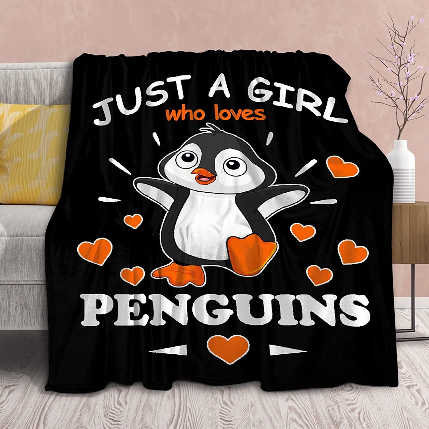 SSWM Penguin Blanket,Gifts for Girls Loves Cute Penguins Animals Plush Throw,Super Soft Flannel Fleece,Warm Throw Blankets,Lightweight Comfy Sheet for Couch Bed Sofa, 40''x50''