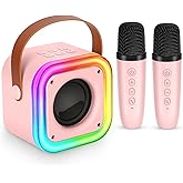 Mini Karaoke Machine for Kids, Girl Toys Gifts, Kids Karaoke Wireless Microphone for 4,5,6,7,8,9,10,11,12 Years Old Boys and Girls Christmas Party Gifts Toys (Pink)