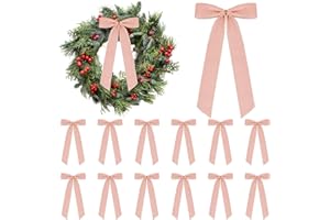 12 Pieces Christmas Velvet Ribbon Bows for Tree Ornament, Rustic Crafts Wreath Bows for Gift Wrapping, Staircase, Stocking, X
