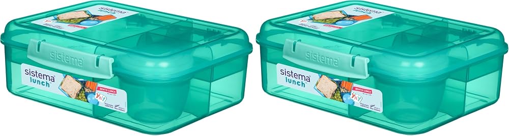 Sistema Bento Box Lunch Box with Compartments 1.65 L Pack of 2