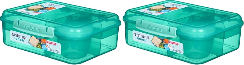 Sistema Bento Box Lunch Box with Compartments 1.65 L Pack of 2