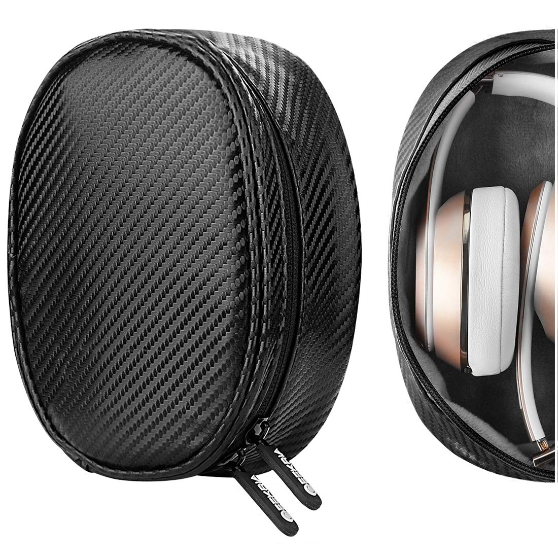 Geekria Headphone Pouch Compatible with Beats Solo 4, Solo 3, Solo 2, Studio Pro, Studio, Studio 3, Solo HD Case, Replacement Protective Travel Carrying Bag with Cable Storage (Black)