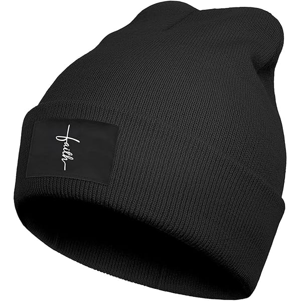 Christian Cross Black Men Slouch Hollow Beanie Thin Summer Cap