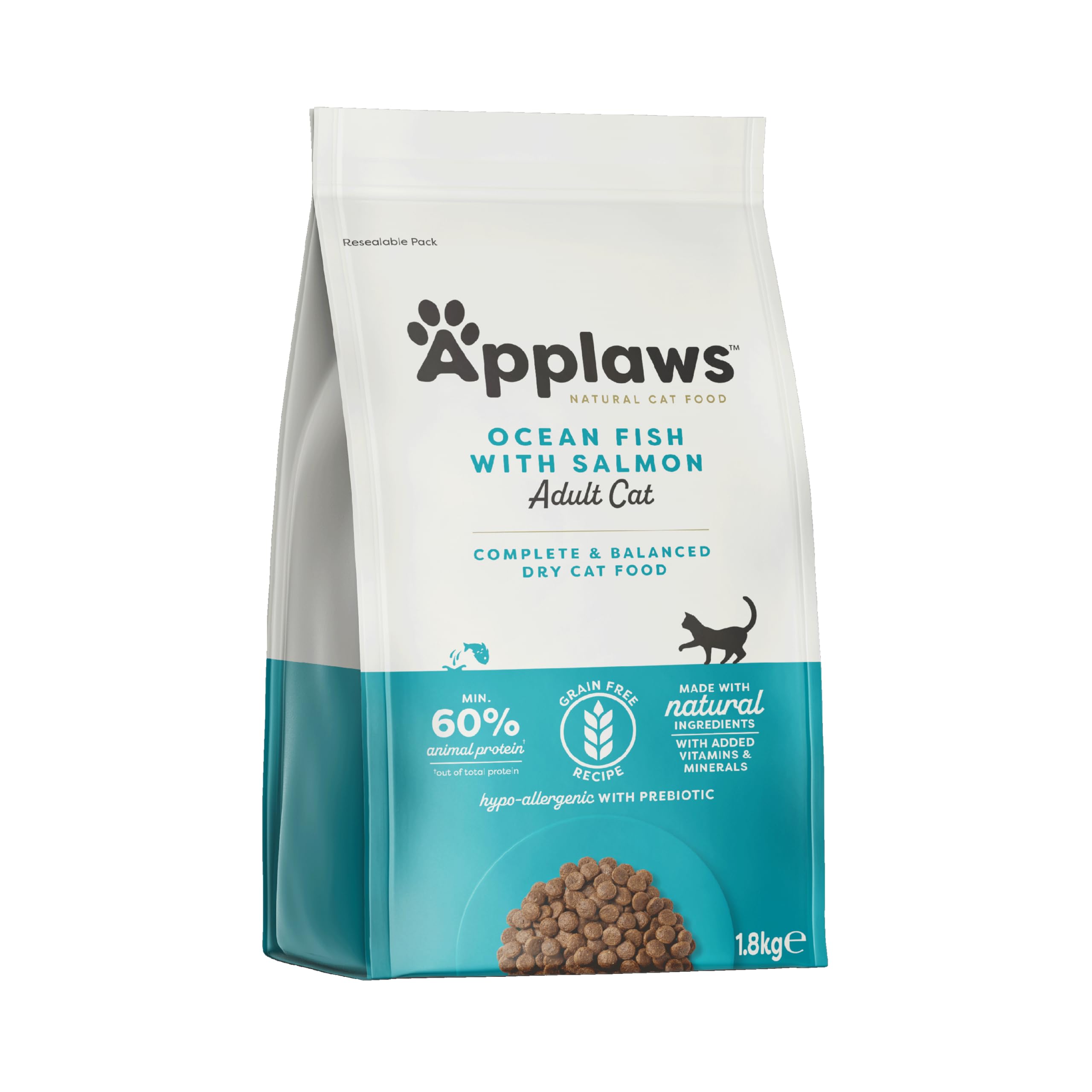 Applaws Complete and Grain Free Dry Cat Food, Adult Ocean Fish with Salmon, 1.8kg (Pack of 1)