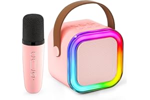 DYETUNY Karaoke Machine for Kids, Portable Bluetooth Speaker with Wireless Microphone, Clear & Loud Sound, Kids Toys Gifts for Girls 4, 5, 6, 7, 8, 9, 10 +Year Old (Pink)