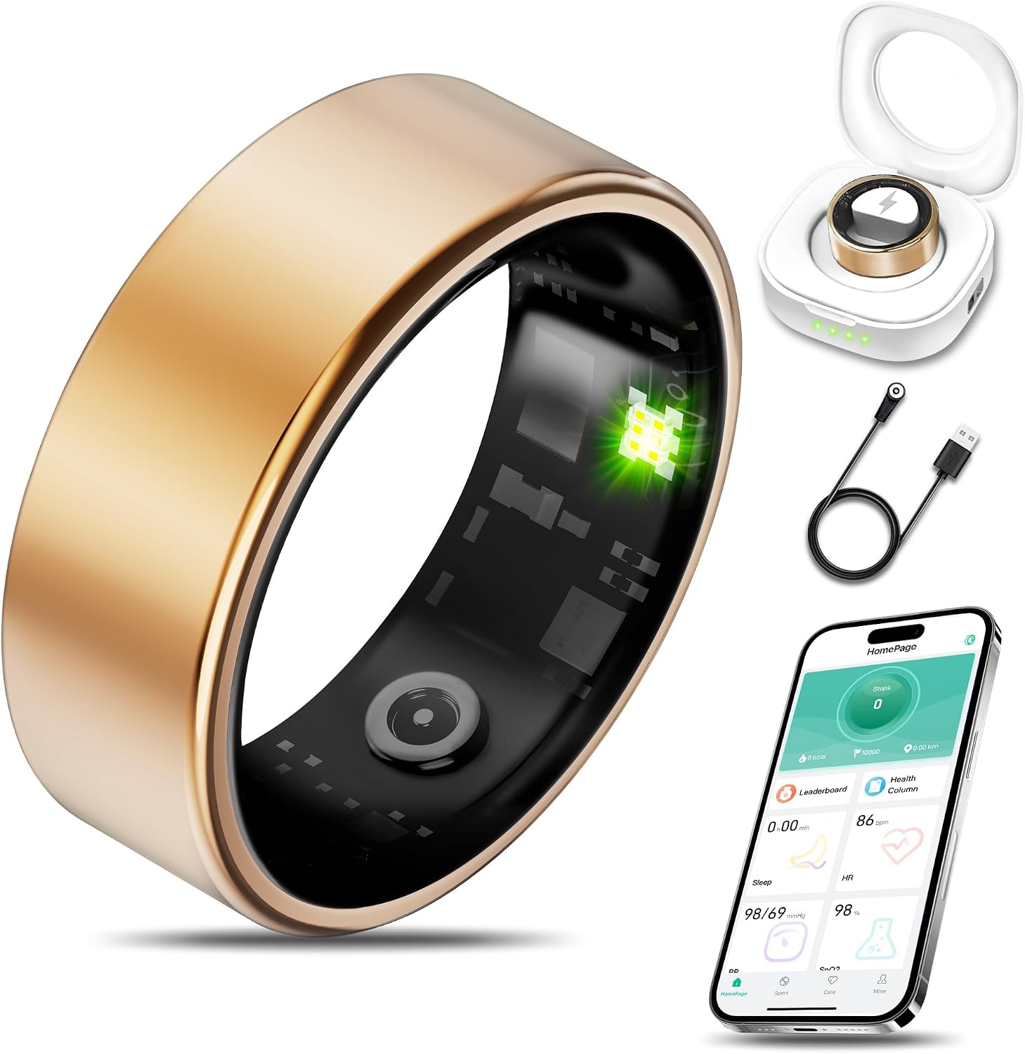 Milavan Smart Health Ring for Women Men Fitness Tracker with Heart Rate, Blood Oxygen, Blood Pressure, Sleep Monitoring, Step Counting, IP68 Waterproof for iOS and Android, No APP Fee, Rose Gold 8