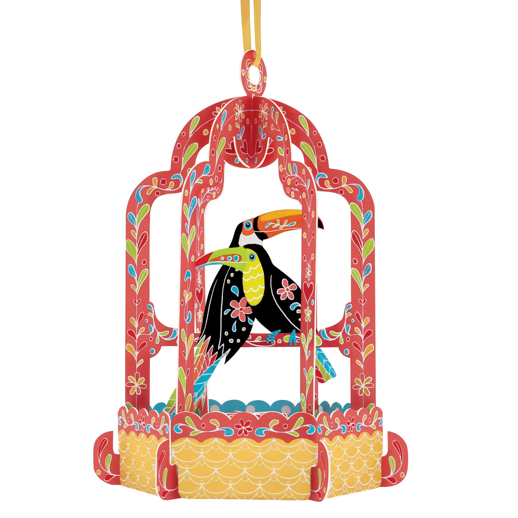 SANTORO, 3D Pop Up Greeting Card - Birdcage Toucan - For Her, For Mum, Birthday, Mother's Day