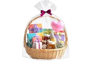 Yotelab Extra Large Cellophane Bags, 40x50 Inch Clear Cellophane Wrap for Gift Baskets, 10Pcs Jumbo Huge Clear Basket Bags