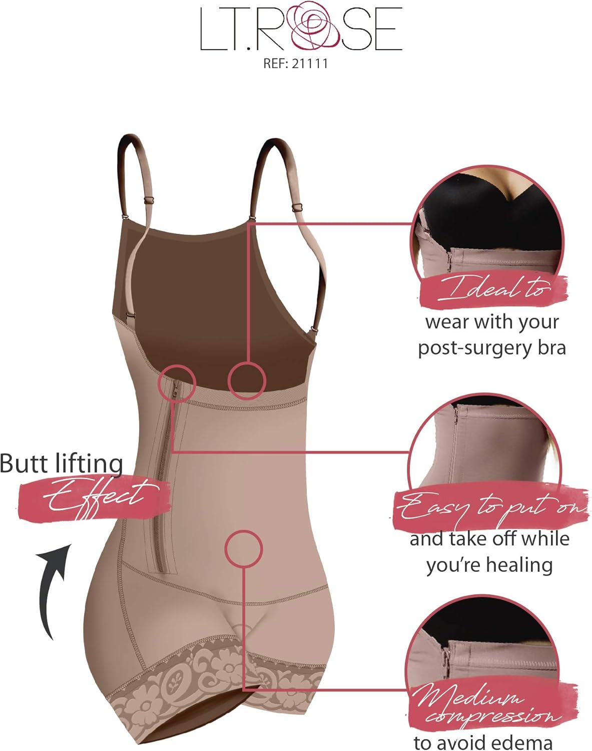 LT.ROSE BBL Faja Tummy Tuck S111 Post Surgery Compression Garment for Women Faja Colombiana at  Women’s Clothing store