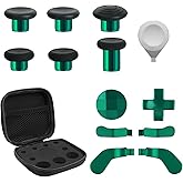 TOMSIN 13 in 1 Xbox Elite Series 2 Controller Accessories Replacement Pack,6 Metal Thumbsticks,2 D-pads,4 Paddles and 1 Adjuster for Xbox Elite Controller Series 2 Core Accessory Parts(Green)
