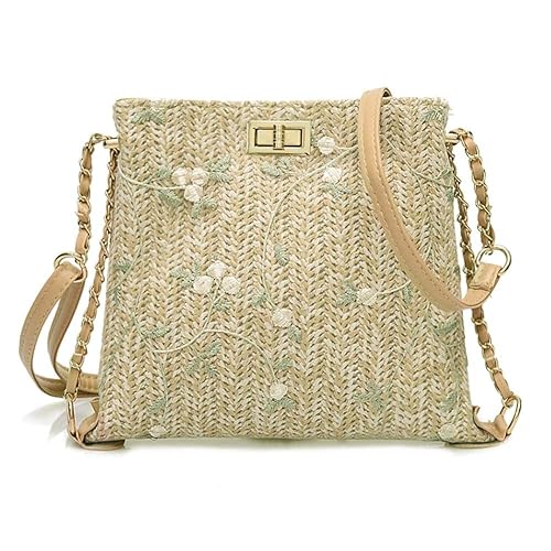 AFFECO Straw Shoulder Crossbody Messenger Bags Ladies Fresh Flower Women Handbags