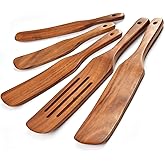 Spurtle Set,Wooden Spurtle Set of 5,Wooden Spoons for Cooking, Natural Teak Wooden Spatula for Cooking, Stirring, Mixing, Serving,Spurtles Kitchen Tools As Seen On Tv, Sourdough Starter Spatula