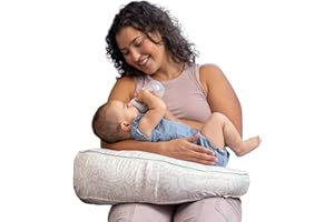 Boppy Uplift Nursing Pillow - Wedge Bottle & Breastfeeding Pillow to Reduce Spit-Up and Reflux Symptoms, with Body-Inclusive Opening and Belt, Baby Safety Alliance Verified - Cream Retro Squiggles