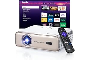 Aurzen Roku TV Smart Projector with WiFi and Bluetooth, Roku Streaming Experience Built-in, 1080P FHD, Dolby Audio, Auto Focu