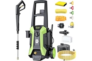 MUNOJE Electric Pressure Washer, 2600PSI Max 2.0 GPM Power Washer with 4 Nozzles, Foam Cannon & Spray Gun, IPX5 High Pressure Washer with 23FT Hose & 16.5FT Power Cord, for Floor/Cars/Fences/Patios