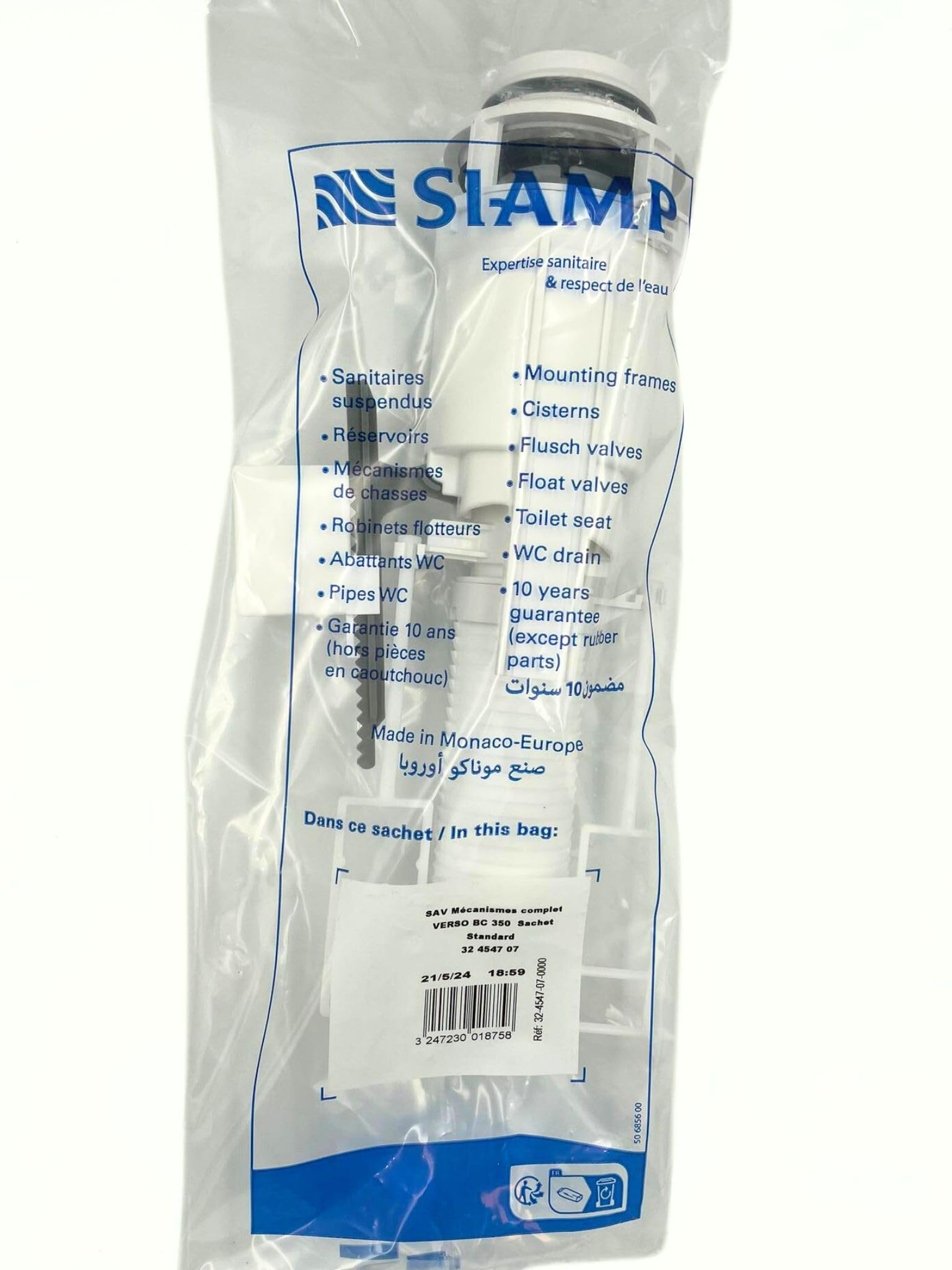 Siamp 32454407 BCM 350 Dual Flush Toilet Valve - Multi-Colour
