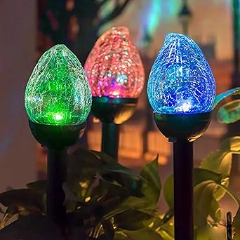 Garden Mile Set Of 8 Cracked Flame Effect Solar Power Colour