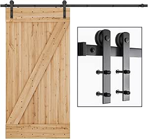 SMARTSTANDARD 8ft Heavy Duty Sturdy Sliding Barn Door Hardware Kit - Smoothly and Quietly -Easy to Install -Includes Step by Step Installation Instruction-Fit 42"-48"Wide Door Panel (I Shape)