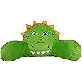 Unicorns & Robots Kid's Bed Rest Pillow with Arms, Back Rest Cushion for Reading or Playing, Oeko TEX Certified, Oversized Plush Filled Backrest Pillow for Boys and Girls, Dino, Green