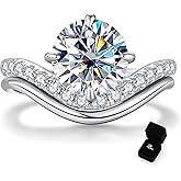 AVECON 3CT Bridal Sets for Women, S925 Sterling Silver White Gold Filled Round Cut Cubic Zirconia Curved Wavy Engagement Ring Wedding Ring Set Anniversary Promise Rings for Her Size 5-9