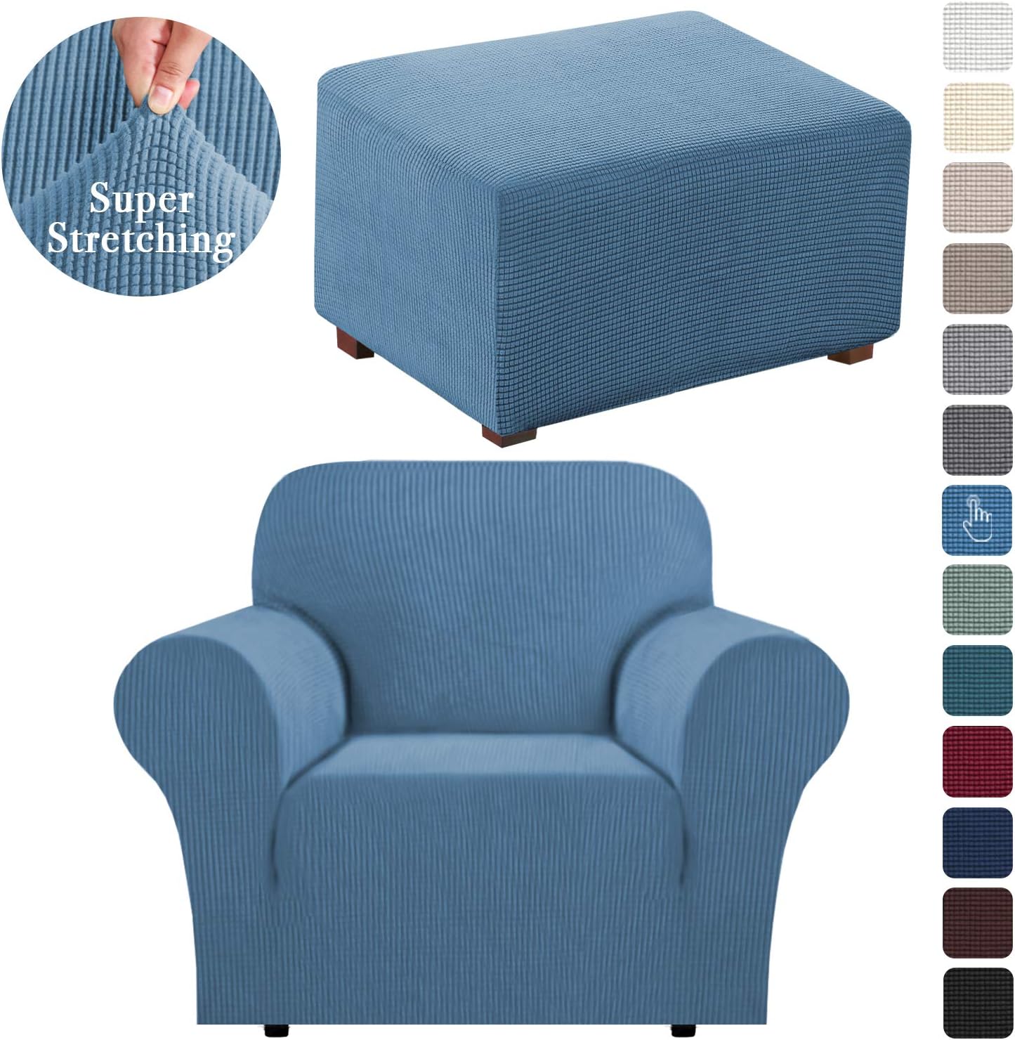 Amazon Com 1 Piece Sofa Cover For Armchair Bundle Ottoman Covers Ottoman Slipcovers Home Kitchen