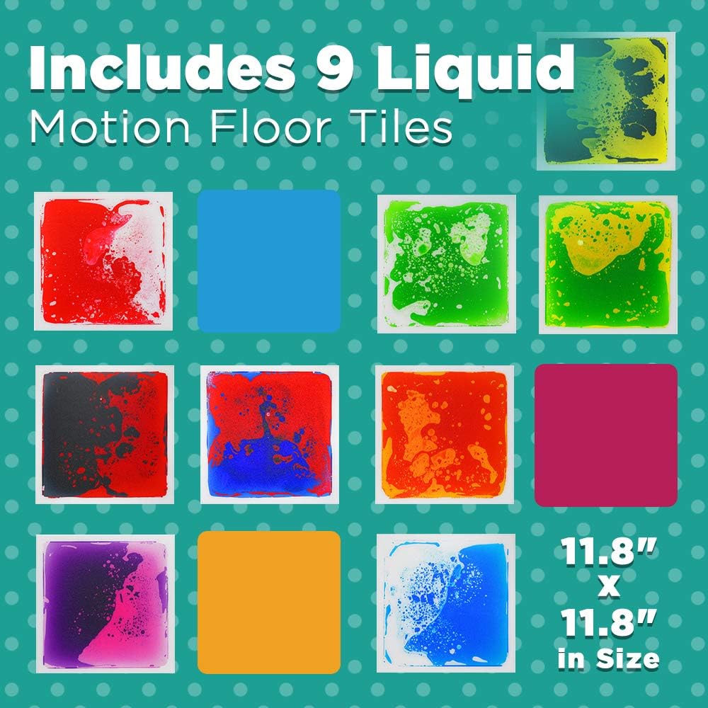 Little Chubby One Liquid Fusion Activity Sensory Tiles - Liquid Floor Tile - Pack of 9-12x12 Inch Anti Slip Multicolored Motion Floor Tile Bright Liquid Colors: Toys & Games