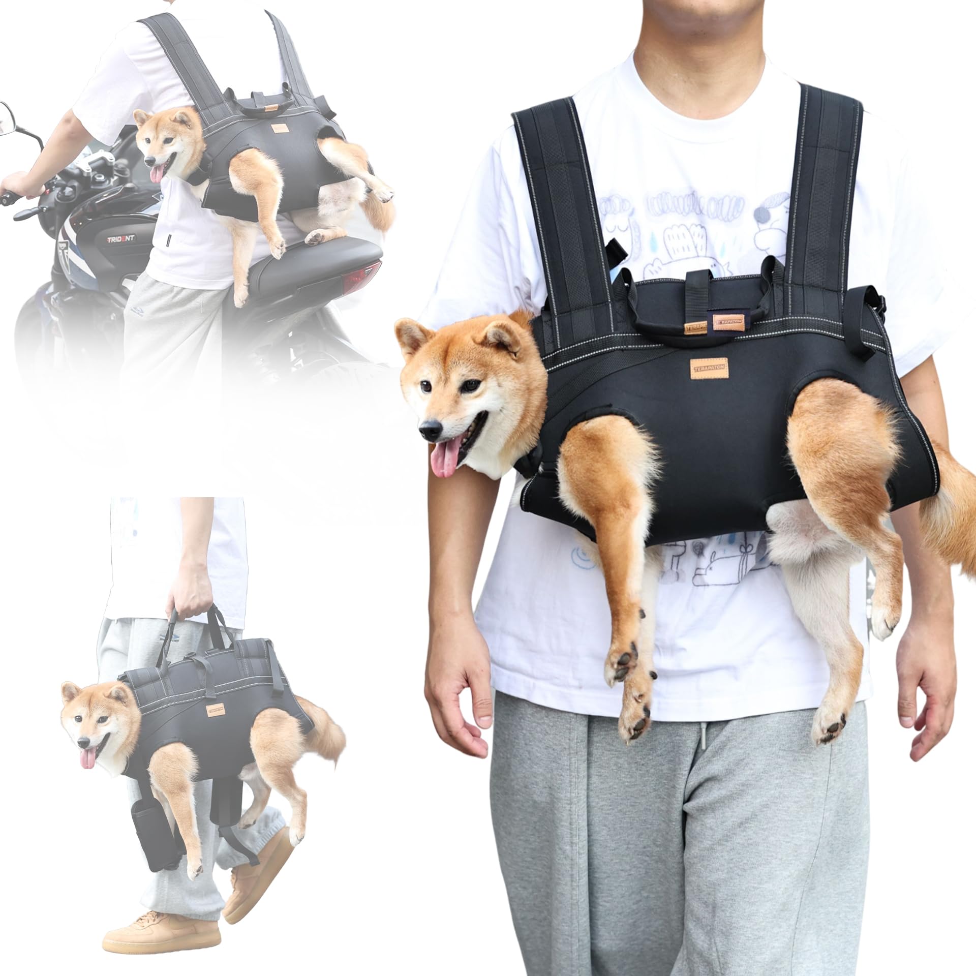 Photo 1 of Dog Lift Harness Backpack Carrier for Large Dogs, Full Body Sling with Handle, Dog Harness for Joint Injuries, Arthritis, Ideal for Stairs, Elderly Dogs (Black S/M-Large 14-20 LBS)