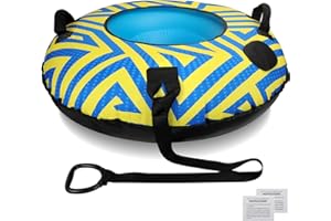 QWAKAY Snow Tube for Sledding Heavy Duty - Snow Sled for Kids and Adult - Large Inflatable Sleds Snow Tubes with Towable Rope - Inner Tube Snow Sledding for Winter Outdoor Sport Fun