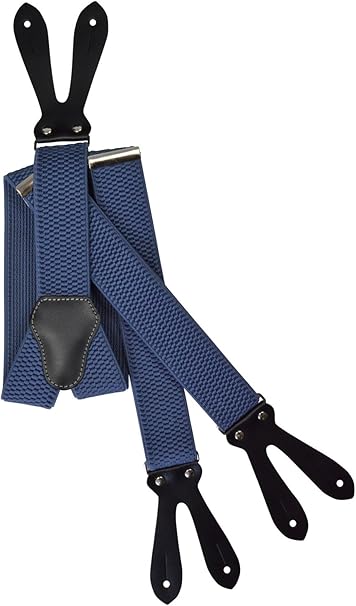 Hosentrager Extra Starken Mit Knopfloch Und Echt Lederriemen 4cm Blau Amazon De Bekleidung