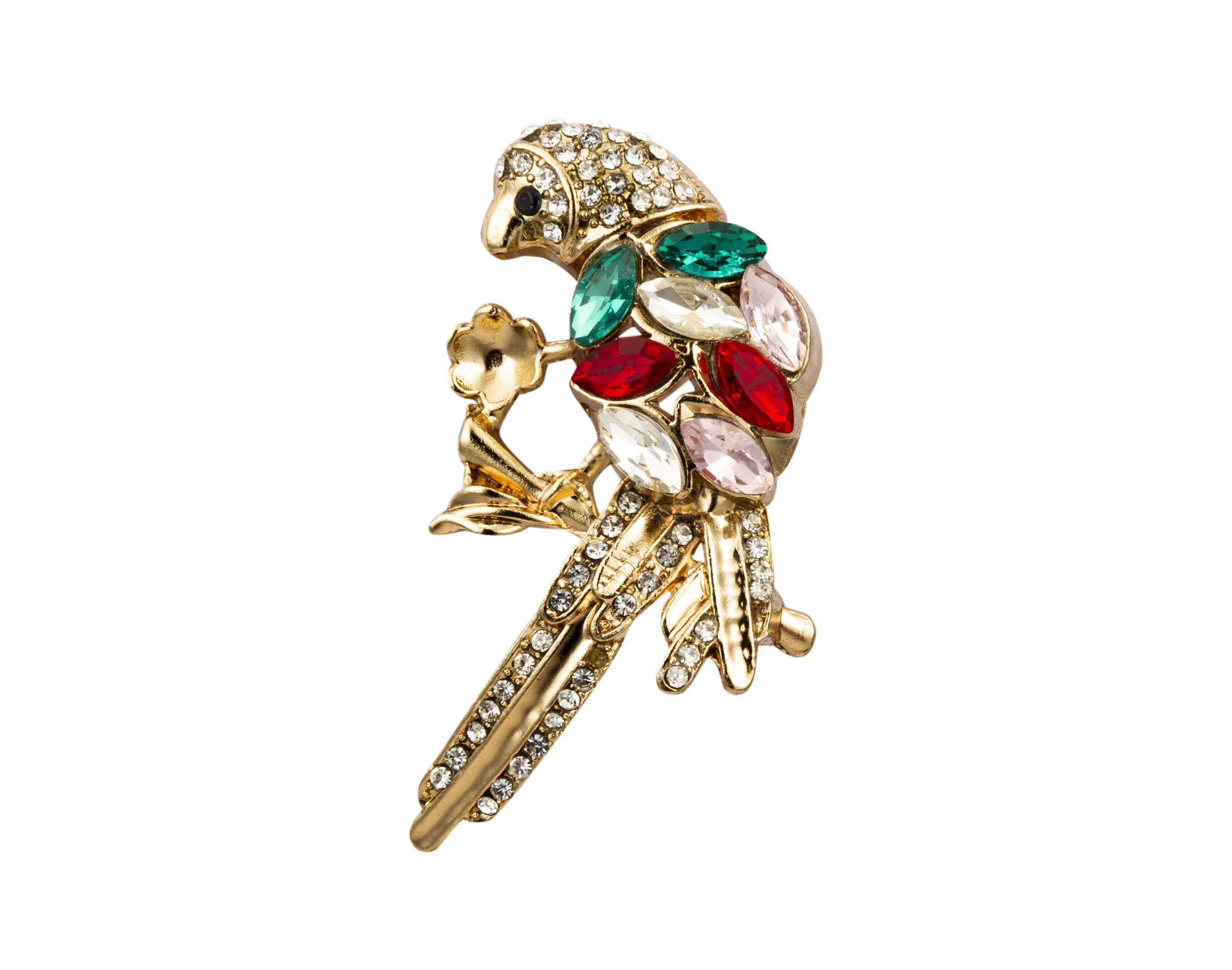 Brooch Lapel Pin for Men Elegant Gold Parrot with Colorful Stone Detailing Lapel Pin Badge Coat Suit Wedding Gift Party Shirt Collar Accessories