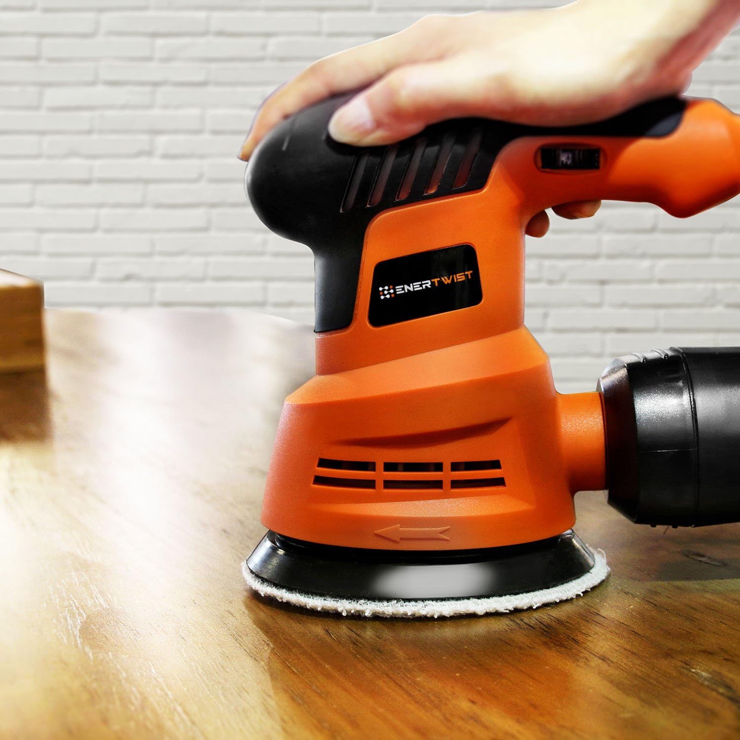 EnerTwist Random Orbit Sander - 5 Inch Variable Speed 2.4A Electric Orbital Sander/Polisher Kit with Dust Collector, ET-OS-280 - - 