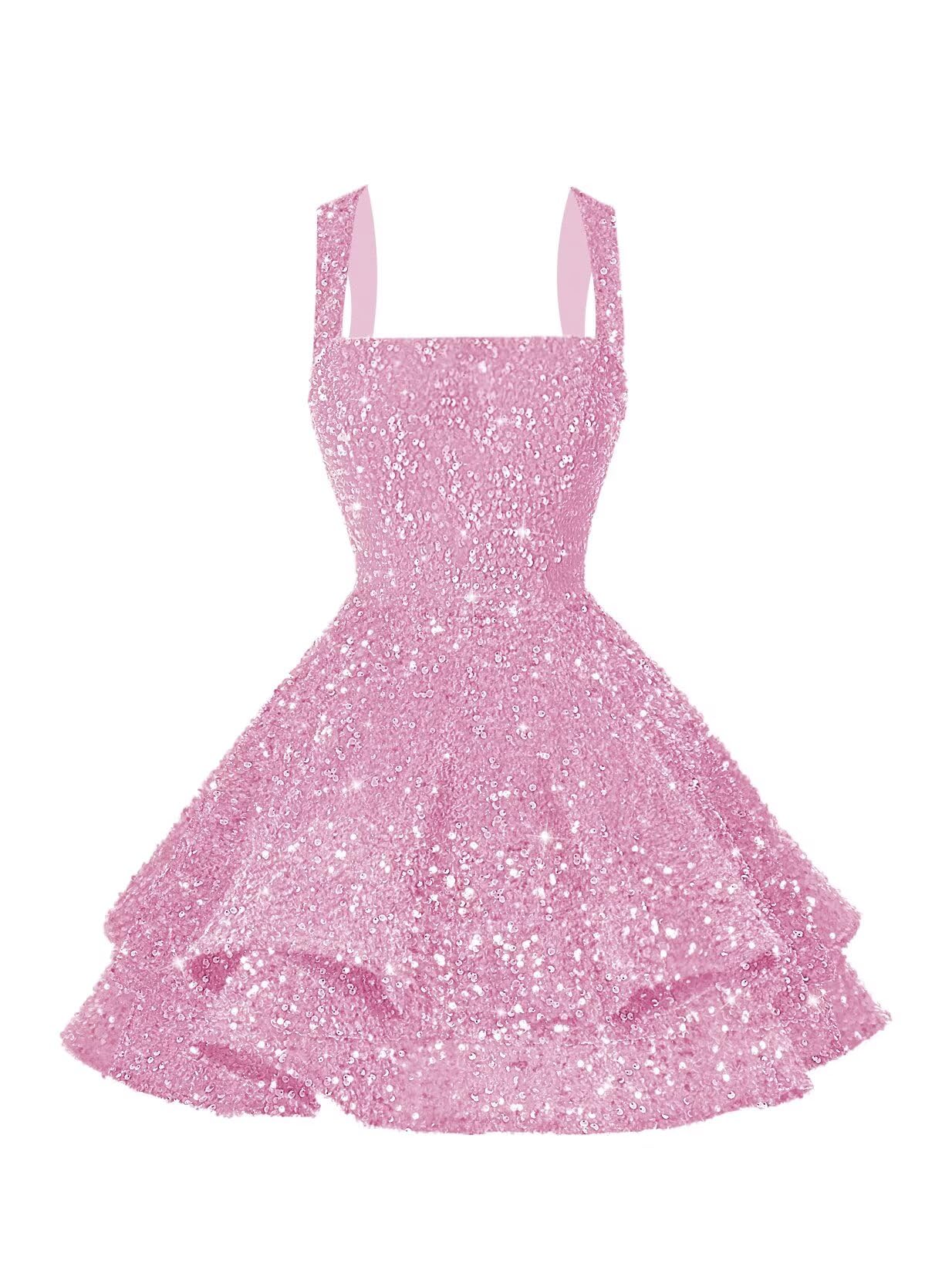 vintys Cute Pink A Line Scoop Neck Short Prom Dress