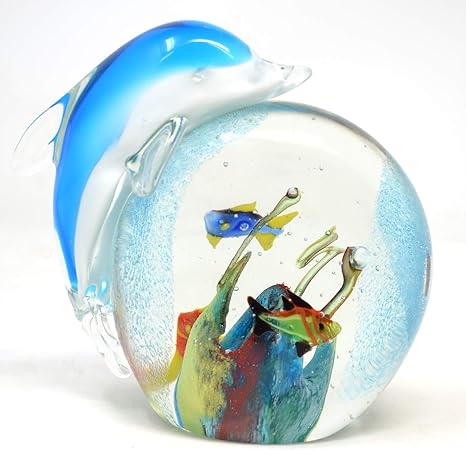 Objets Dart - Figura Decorativa de Cristal Azul delfín en Caja de Regalo: Amazon.es: Hogar